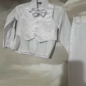Boys White Formal Vest Set with Bow Tie